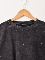 Meridian クロップド ウォッシュ ラメ Tシャツ