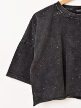 Meridian クロップド ウォッシュ ラメ Tシャツ