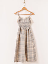 【2色展開】Meridian チェック柄 ファーデザイン キャミソールワンピース