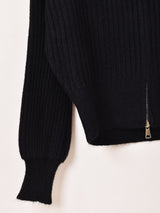 【2色展開】Meridian ファーカラー ジップアップ カーディガン