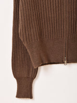 【2色展開】Meridian ファーカラー ジップアップ カーディガン