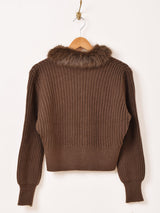 【2色展開】Meridian ファーカラー ジップアップ カーディガン