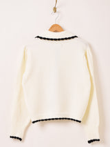 Meridian ビーズ刺繍 襟付き カーディガン