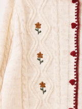 Elcamino フラワー刺繍 襟付き カーディガン