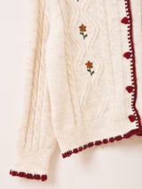 Elcamino フラワー刺繍 襟付き カーディガン