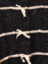 【2色展開】Meridian ボーダー柄 リボンデザイン カーディガン