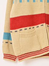 Meridian カウチン風 幾何学柄 カーディガン