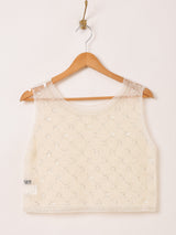 Meridian ビーズ刺繍 シアー ノースリーブトップス