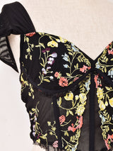 【2色展開】Meridian フラワー刺繍 コルセット ビスチェ