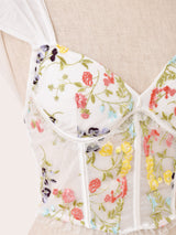 【2色展開】Meridian フラワー刺繍 コルセット ビスチェ