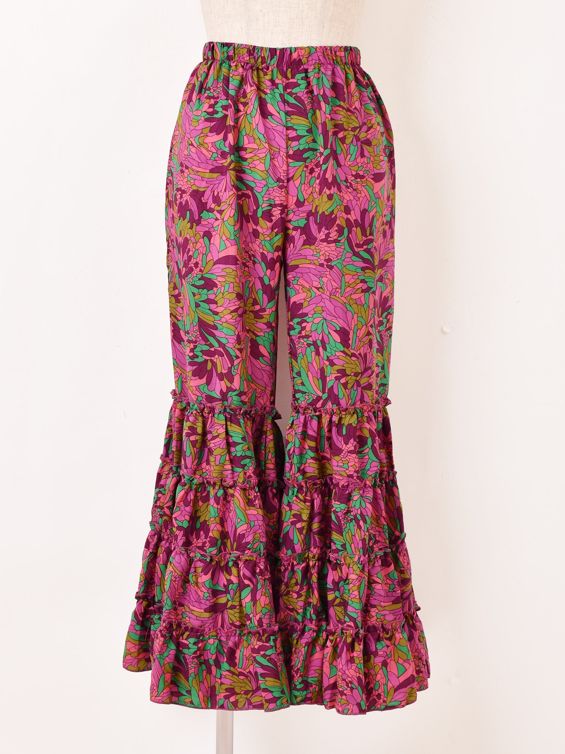 70s 総柄 フレアパンツ ヒッピー サイケ 最高ファッション - 70s