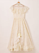 80's Made in USA "GUNNE SAX" 花柄 レース ロングドレス