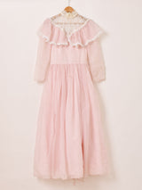 80’s Made in USA "JESSICA McCLINTOCK" ドット柄 フリル ロングドレス