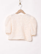 【2色展開】 シャギー ショート丈 半袖トップス