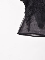 【2色展開】Meridian シアー ドッキングキャミソール付き 半袖トップス