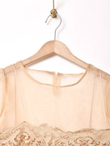 【2色展開】Meridian シアー ドッキングキャミソール付き 半袖トップス