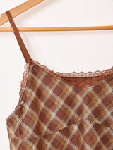 【5色展開】Meridian チェック柄 ラッフル キャミソールワンピース