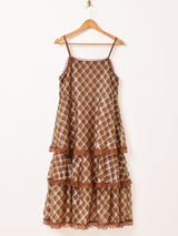 【5色展開】Meridian チェック柄 ラッフル キャミソールワンピース