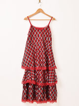 【5色展開】Meridian チェック柄 ラッフル キャミソールワンピース