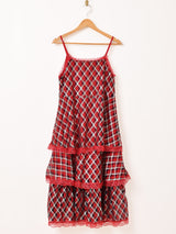 【5色展開】Meridian チェック柄 ラッフル キャミソールワンピース