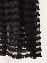 Elcamino チュール×フリンジ リボンネック ノースリーブワンピース