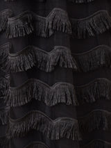 Elcamino チュール×フリンジ リボンネック ノースリーブワンピース