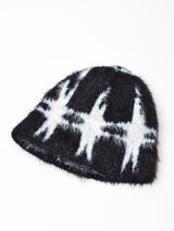 総柄 シャギー ニットキャップ