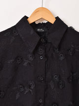 【2色展開】Meridian フラワー刺繍 半袖シャツ