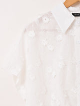【2色展開】Meridian フラワー刺繍 半袖シャツ