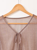 【3色展開】Meridian ラメ フリルスリーブ 長袖ブラウス