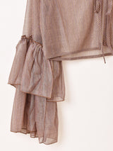 【3色展開】Meridian ラメ フリルスリーブ 長袖ブラウス