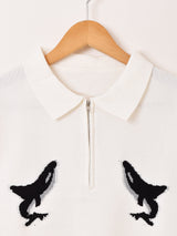 【2色展開】Meridian シャチ ハーフジップ 半袖セーター