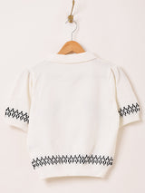 【2色展開】Meridian シャチ ハーフジップ 半袖セーター