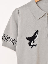 【2色展開】Meridian アニマル ハーフジップ 半袖セーター