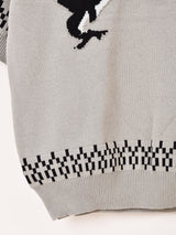 【2色展開】Meridian アニマル ハーフジップ 半袖セーター