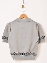 【2色展開】Meridian アニマル ハーフジップ 半袖セーター