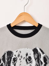 Meridian ダルメシアン パイピング 半袖セーター