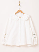 Meridian レースカラー 刺繍 長袖ブラウス