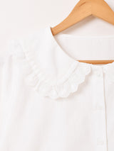 Meridian レースカラー 刺繍 長袖ブラウス