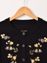 【2色展開】Meridian フラワー刺繍 半袖 カーディガン