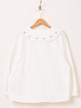 Meridian ビッグカラー 刺繍 長袖ブラウス