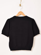 【2色展開】Meridian フラワー刺繍 半袖 カーディガン