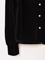 Meridian ボウタイ ベロア 長袖ブラウス