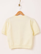 【2色展開】Meridian フラワー刺繍 半袖 カーディガン