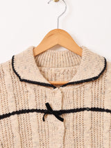 【2色展開】Meridian ボーダー柄 リボンデザイン カーディガン