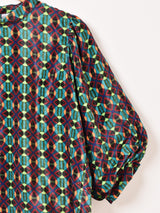 【4色展開】Emerald Motel 総柄 バルーンスリーブ ベロア ブラウス