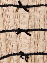 【2色展開】Meridian ボーダー柄 リボンデザイン カーディガン