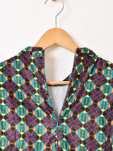 【4色展開】Emerald Motel 総柄 バルーンスリーブ ベロア ブラウス