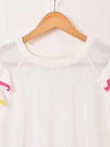 【2色展開】Meridian カラフル フリルスリーブ 半袖セーター