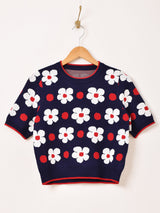 【2色展開】Meridian 花柄 半袖セーター